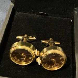 Gold Tone Watch Face Cufflinks - Men Accessories